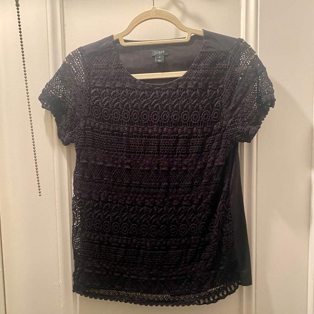 J Crew black eyelet tee
